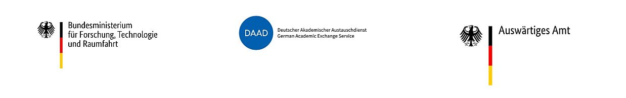 Logos of Federal Ministry of Research, Space and Technology, German Academic Exchange Service and Federal Foreign Office